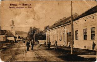 1940 Bereck, Bereczk, Bretcu; Fő út, templom. Khell Bogdán utóda fia László kiadása / Strada principala / main street, church (EB)