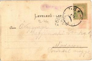 1903 Detta, Ghedu, Deta; Római katolikus templom. Ballon kiadása / Röm. kath. Kirche / Catholic chur...