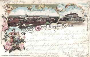 1898 Gross-Siegharts with railway station litho (EK)