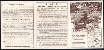 cca 1900-1910 Pilatus-Bahn (Svájc), színes, litografált ismertető prospektus, angol, francia és néme...