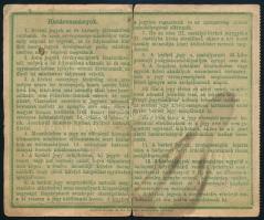 1892 Budapesti Helyi Érdekű Vasutak Rt. (BHÉV) havi bérletjegy, foltos, szakadt, fénykép nélkül, hiá...
