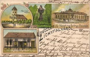 Zichyfalva with the palace of György Wosching and the warehouse of István Tiroch litho