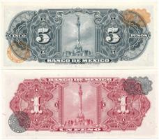 Mexikó 1965. 1P + 1970. 5P T:UNC,AU 
Mexico 1965. 1 Peso + 1970. 5 Pesos C:UNC,AU