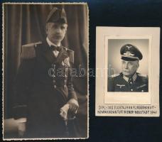 cca 1917 Eugen Jahn osztrák-magyar korvettkapitány díszegyenruhában fotólap + 1941 Eugen Jahn a Luftwaffe bécsújhelyi légi dandár parancsnoka feliratozott fotó / Eugen Jahn in gala uniform of a Korvettenleutnant in the k.u.k. Kriegsmarine. + In the second photograph, Dipl. Ing. Eugen Jahn, wearing a Luftwaffe uniform, is identified as being with the office of the Commander of the Airborne Cavalry at the Wiener-Neustadt air base in 1941.