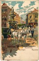 1909 Budapest VIII. Kálvin tér, fiáker. Bruchsteiner és fia 14187. litho (Rb)