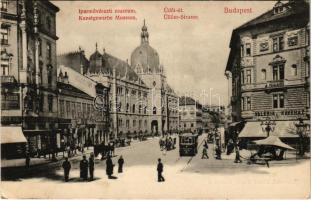 1909 Budapest IX. Üllői út, Iparművészeti Múzeum, villamos, Valéria Kávéház. Divald Károly 111-1907.