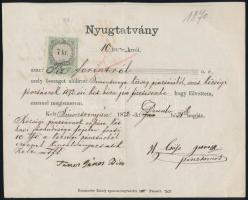 1872 Simontornya, nyugta 10Ft felvételéről a község pénztárából, 7kr okmánybélyeggel