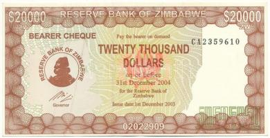 Zimbabwe 2003. 20.000$ "CA2359610" T:F szép papír, halvány hajtás Zimbabwe 2003. 20.000 Dollars "CA2359610" C:F fine paper, only slightly folded