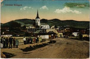 1939 Retteg, Reteag; A község látképe, Fő utca, templom. Szöllösy György kiadása 1917. 19. sz. / general view, main street, church (vágott / cut)