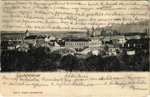 1905 Gyulafehérvár, Alba Iulia; látkép. Petri F. Vilmos kiadása / general view (kopott sarkak / worn corners)