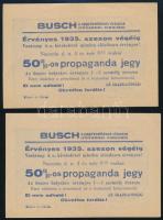 1935 Busch nagy kvalitások cirkusza 50%-os propaganda jegy, 2 db