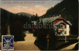 1921 Barlangliget, Höhlenhain, Tatranská Kotlina (Tátra, Magas Tátra, Vysoké Tatry); Vaskapu nyaraló a tündér lak felé vezető úttal. Wlaszlovits Gusztáv kiadása / villa, TCV card