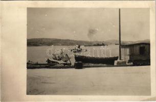 1917 Pola, Pula; K.u.K. Kriegsmarine Seeflugzeug / WWI Austro-Hungarian Navy, A Lohner flying boat slowly makes her way to the dock in Pola. photo (Rb)