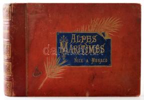 cca 1890-1900 Alpes Maritimes Nice a Monaco, dekoratív, keménytáblás album 24 db fotóval, aranyozott...
