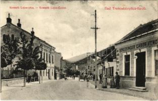 Trencsénteplic-fürdő, Kúpele Trencianske Teplice; Kossuth Lajos utca, Schlesinger Gábor vendéglője. Kiadja Wertheim Zsigmond / street view, restaurant