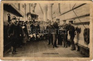 1914 Proviantkommission. K.u.K. Kriegsmarine / WWI Austro-Hungarian Navy officers tasting lunch. Phot. A. Beer, F.W. Schrinner (EK)