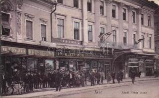 Arad with hotel, bank and the shops of Mór Klein, Husserl M. and Armin Wallfisch