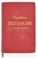 Baedeker, Karl: Deutschland in einem Bande. Kurzes Reisehandbuch. Leipzig, 1913, Karl Baedeker. Gazdag térképanyaggal illusztrálva. Német nyelven. Kiadói aranyozott egészvászon-kötés, kissé kopott borítóval, kisebb lapszéli ázásnyomokkal.