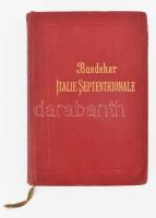 Baedeker, Karl: Italie Septentrionale jusqu'a Livourne, Florence et Ravenne. Manuel du voyageur. Leipzig-Paris, 1913, Karl Baedeker - Paul Ollendorff. Gazdag térképanyaggal illusztrálva. Francia nyelven. Kiadói aranyozott egészvászon-kötés, a borítón némi kopással, helyenként sérült lapokkal, néhány lap kijár.