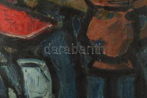 Izsák József (1929-2007): Expresszionista csendélet. Olaj, vászon. Jelezve balra lent. Hátoldalán Ké...