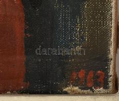 Izsák József (1929-2007): Expresszionista csendélet. Olaj, vászon. Jelezve balra lent. Hátoldalán Ké...