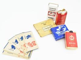 Retró cigaretta és gyufa tétel, közte Morava és Filter jugoszláv cigaretták, Minaret szivar, Casco gyufacímkék, The Pipe csehszlovák gyufa, stb.; részben hiányos tartalommal