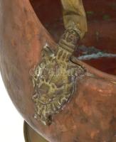 Porcelán fogós réz tüzifa tartó vagy óriás kiöntő m: 38 cm