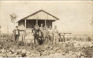 1916 K.u.K. Kriegsmarine / WWI Austro-Hungarian Navy, soldiers and mariner near the Pola Flying Boat Station (Puntisella). photo + "K.u.K. MARINEFELDPOSTAMT POLA e 23.X.16" "K.u.K. Flugstation Puntisella" (EK)