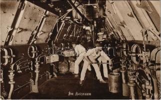 K.u.K. Kriegsmarine Matrosen im Heizraum / Osztrák-magyar matrózok a kazánházban / Austro-Hungarian Navy mariners in the boiler room. Gebr. Lempe Serie Neptun 156.