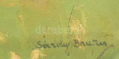 Sárdy Brutus (1892-1970): Dombos táj. Olaj, vászon, kartonra kasírozva, jelzett, hátoldalán töredéke...