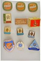 ~1970-1980. 12db-os vegyes jelvény tétel, közte "O.E.E. Vándorgyűlése Debrecen - Az erdő 1862-1962" zománcozott bronz jelvény (24x25mm) (3x) + "Bonyhád - KIP. MIN. CIPŐIPARI IP. TAN. ISK." bronz jelvény (32x28mm) T:XF