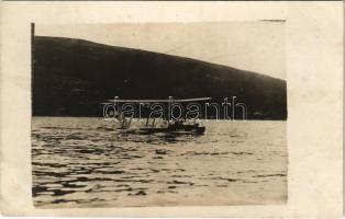 K.u.K. Kriegsmarine Seeflugzeug / WWI Austro-Hungarian Navy, Mn-type flying boat (hydroplane) E-33 in the Bay of Kotor, naval aircraft. photo (fl)