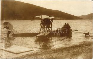 1918 K.u.K. Kriegsmarine Seeflugzeug / WWI Austro-Hungarian Navy, Mn-type flying boat E-33 in the Bay of Kotor, naval aircraft. photo (EK)