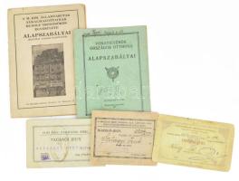 1910-1938 Vasúti tagsági jegy és igazolvány, 5 db