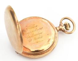14K arany (Au) női zsebóra szép számlappal, műköső szerkezettel d: 23 mm, br 11,61 g