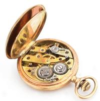 14K arany (Au) női zsebóra szép számlappal, műköső szerkezettel d: 23 mm, br 11,61 g