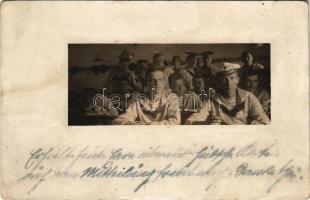 1916 Pola, osztrák-magyar matrózok egy elektromossággal foglalkozó előadáson / K.u.K. Kriegsmarine Matrosen / Austro-Hungarian Navy mariners attending a lecture on electricity at the Navy's School of Engineering. photo (fl) + "K.U.K. MARINESCHULEKOMMANDO"