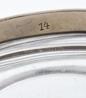 Szecessziór Argentor cukorkínáló jelzett alpakka, üveg betéttel d: 17 cm