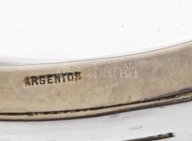 Szecessziór Argentor cukorkínáló jelzett alpakka, üveg betéttel d: 17 cm