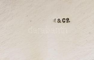 12 db neorokokó alpakka teás csésze üveg tartó. Jelzett H&Co. d: 7 cm Üveg betét nélkül