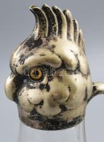 Bagolyfejes karaffa. Alpakka, XX. sz eleje. poncolt. Hibátlan üveggel. 28 cm