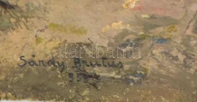 Sárdy Brutus (1892-1970): Napsütéses Dunapart, 1959. Olaj, vászon, jelezve balra lent, vakráma nélkü...