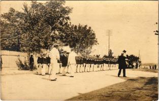 1916 Ruse, Russe, Rustchuk; Parade am Geburtstages S. Majestat. K.u.k. Kriegsmarine / Austro-Hungarian Navy Parade for the royal birthday of Franz Joseph, naval officers, mariners. photo (EB)