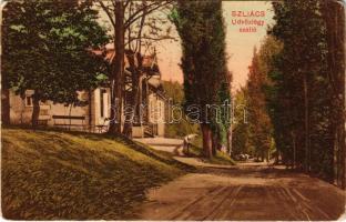 1911 Szliács, Sliac; Üdvözlégy szálloda / hotel, promenade (EK)