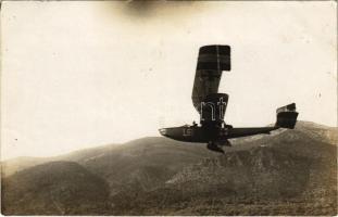 K.u.K. Kriegsmarine Seeflugzeug / WWI Austro-Hungarian Navy Lohner Te-type flying boat (hydroplane) L-61 in flight, naval aircraft. photo (fl)