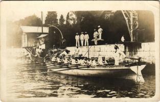 K.u.K. Kriegsmarine / Austro-Hungarian Navy boat with mariners. photo (EK)