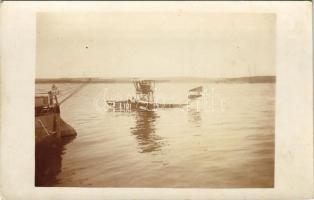 K.u.K. Kriegsmarine Seeflugzeug / WWI Austro-Hungarian Navy, Lohner T-type flying boat (hydroplane) L-101 on the water, naval aircraft. photo (EK)