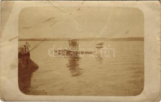 K.u.K. Kriegsmarine Seeflugzeug / WWI Austro-Hungarian Navy, Lohner T-type flying boat (hydroplane) L-101 on the water, naval aircraft. photo (fa)