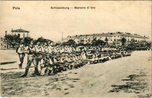 Pola, K.u.K. Kriegsmarine Schiessübung / Austro-Hungarian Navy training, mariners on mainland, shooting practice. A. Bonetti Pola (fl)