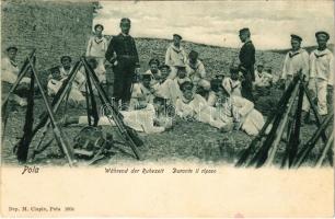 1904 K.u.K. Kriegsmarine Matrosen, Während der Ruhezeit / Austro-Hungarian Navy mariners resting on mainland. M. Clapis Pola 1604.